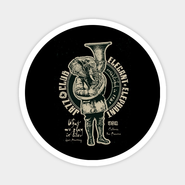 Jazz Club Elegant Elephant Magnet by dailycreativo